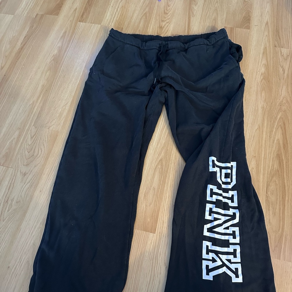 PINK Victoria's Secret Black Sweatpants with White Logo